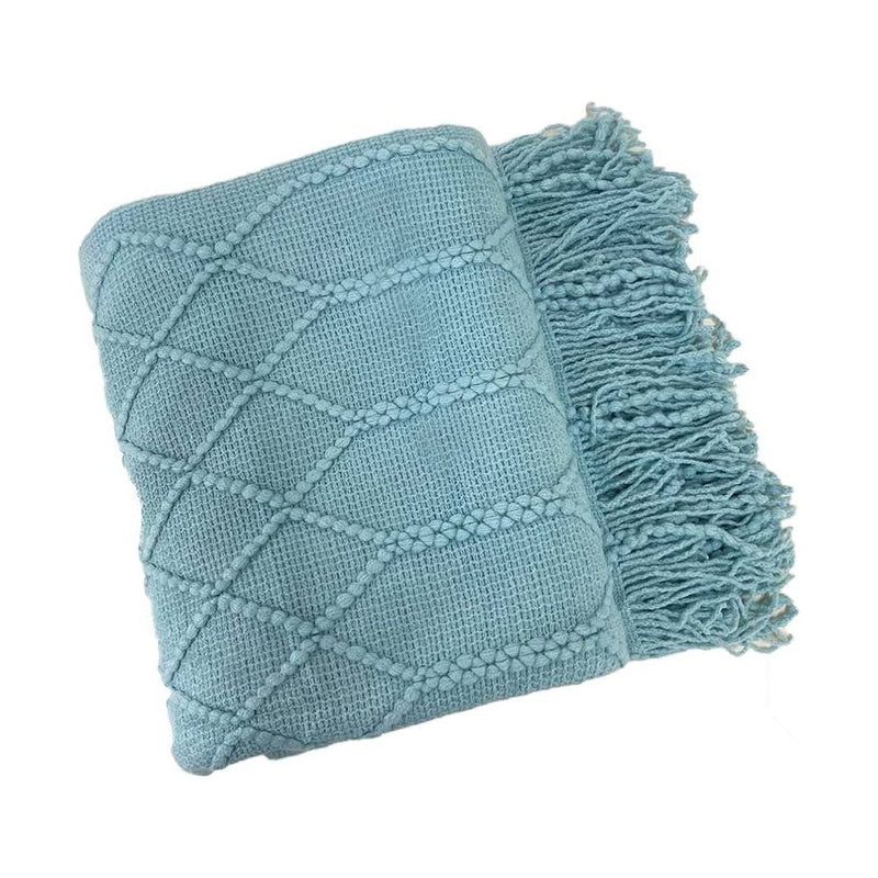 Rhombus Diamond Knit 50x60 Inch Throw Blanket: Camel - Mae It Be Home
