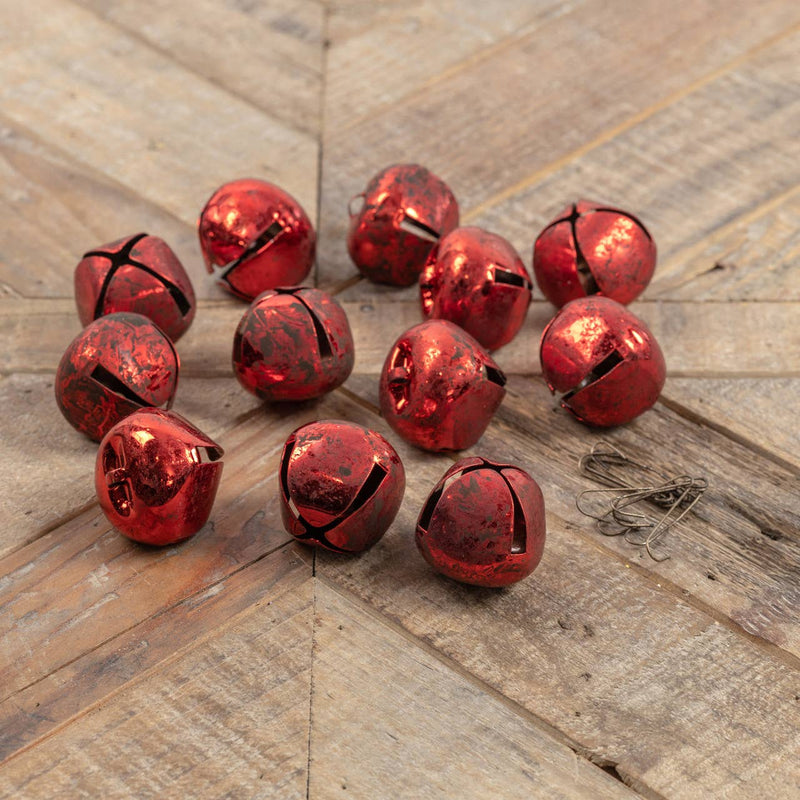 SET/ 12 RED 3" JINGLE BELLS - Mae It Be Home