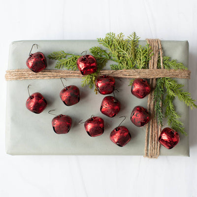 SET/ 12 RED 3" JINGLE BELLS - Mae It Be Home