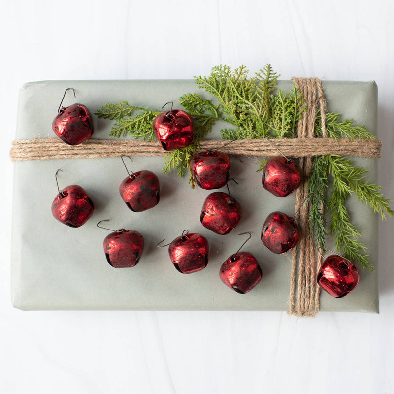 SET/ 12 RED 3" JINGLE BELLS - Mae It Be Home