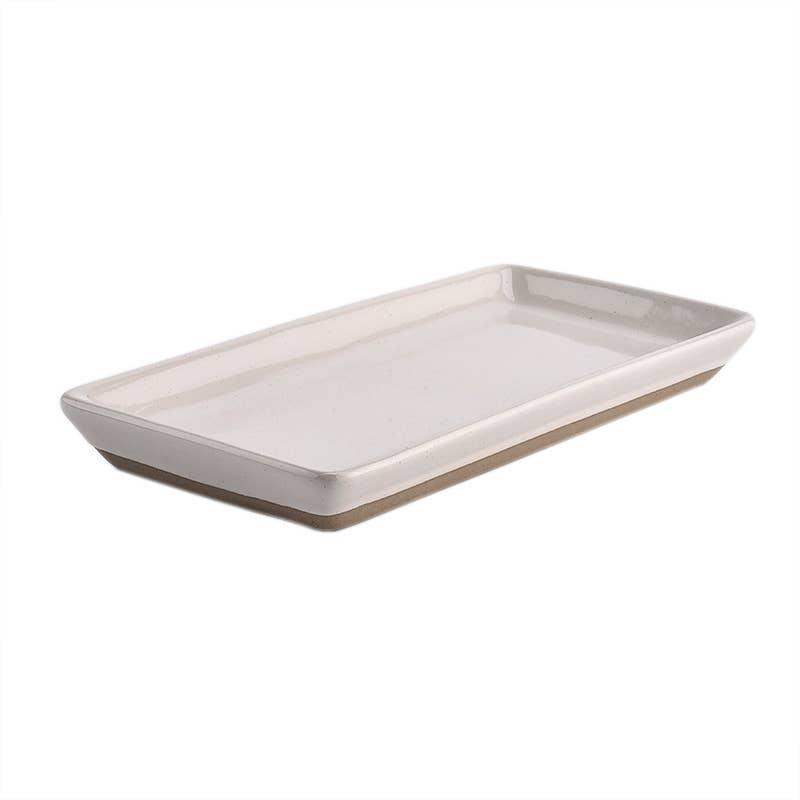 Stoneware Tray - Cream Speckled - 8x4" - Mae It Be Home