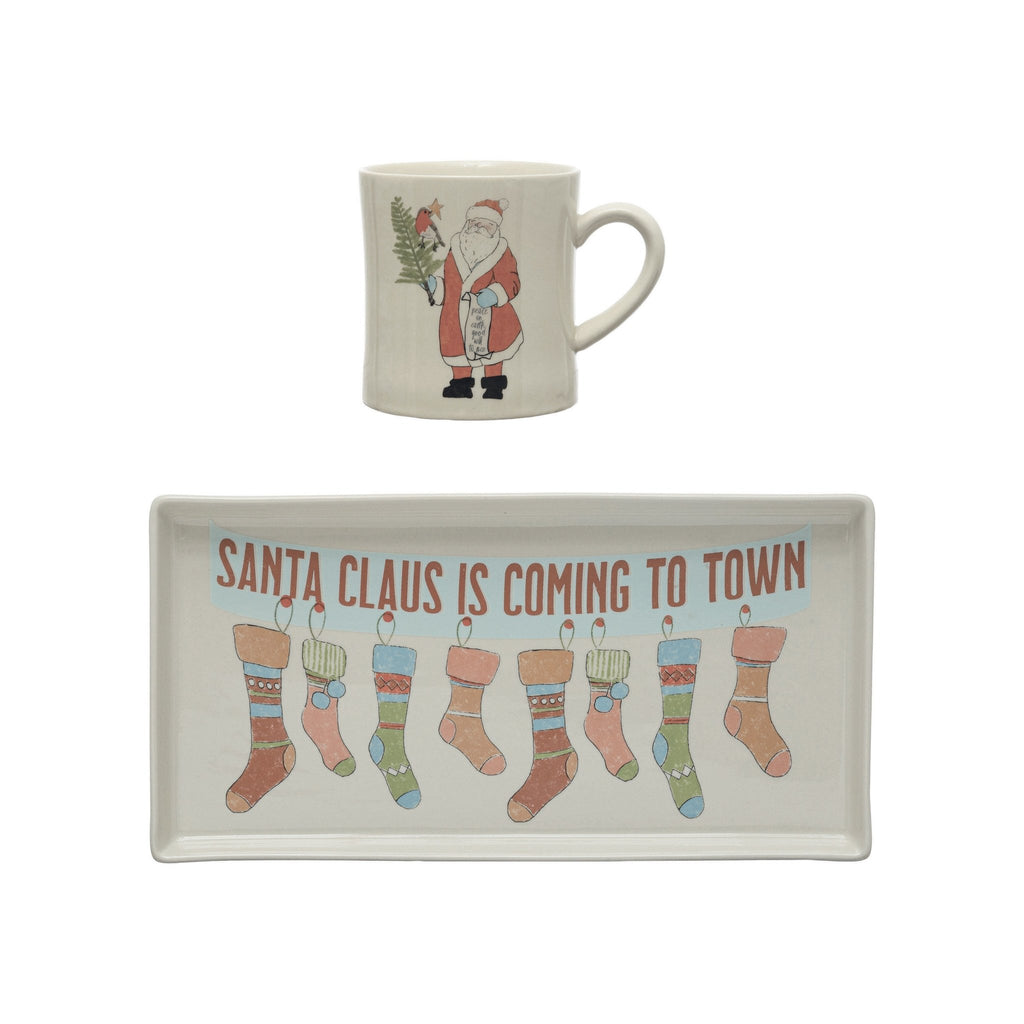 Stoneware Tray & Mug Set - Mae It Be Home