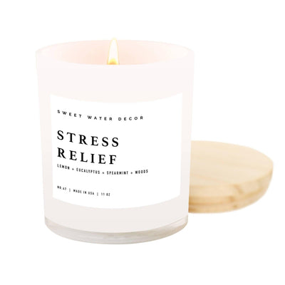 Stress Relief Soy Candle - White Jar - 11 oz - Mae It Be Home