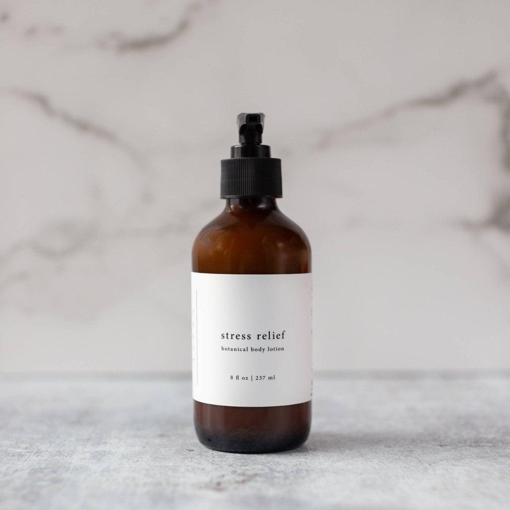 Vegan Stress Relief Body Lotion Glass Bottle - Mae It Be Home