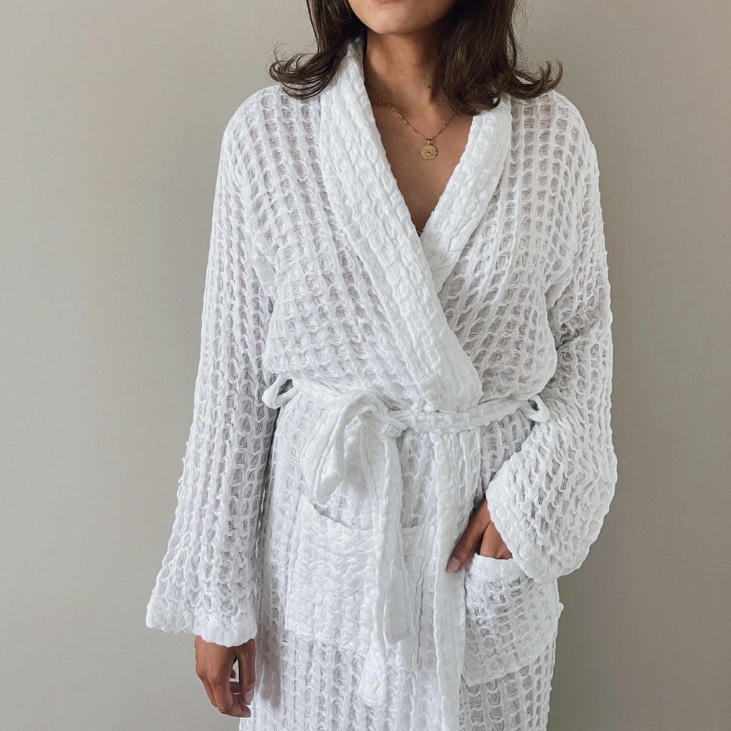 Waffle Robe-White - Mae It Be Home