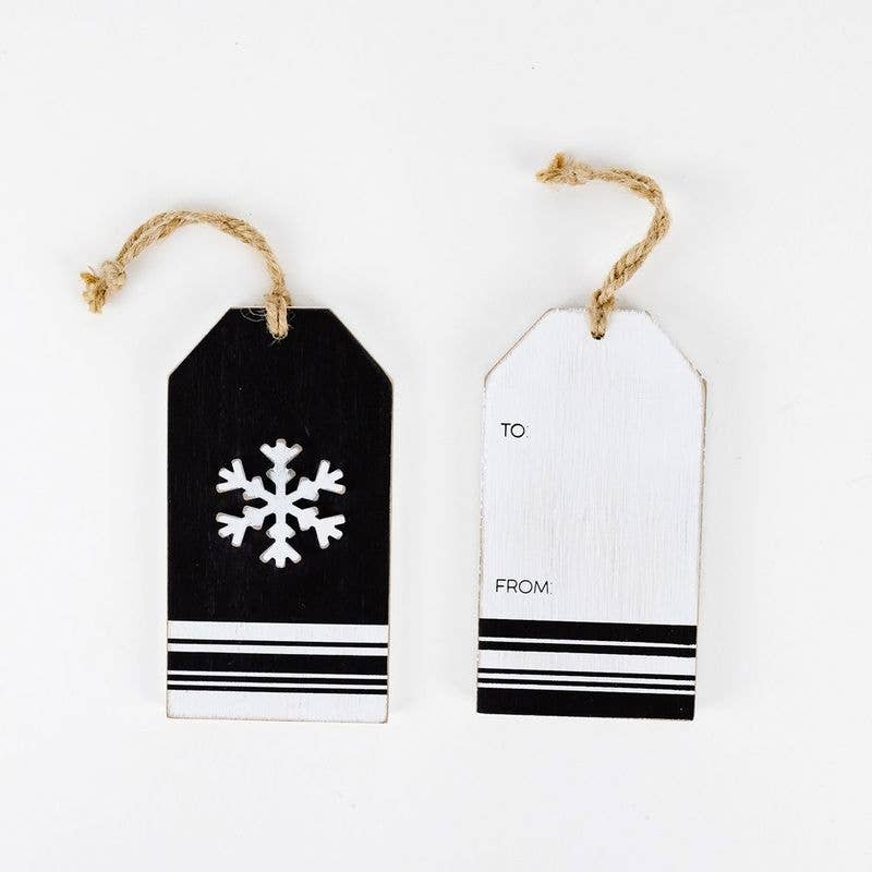 Wood Black & White Christmas Tag - Mae It Be Home