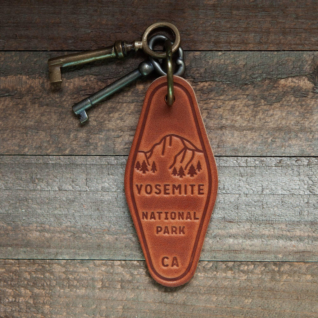 Yosemite National Park Leather Keychain Motel Style - Mae It Be Home